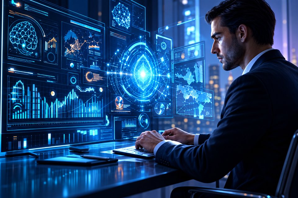 Profesional trabajando con sistemas inteligentes